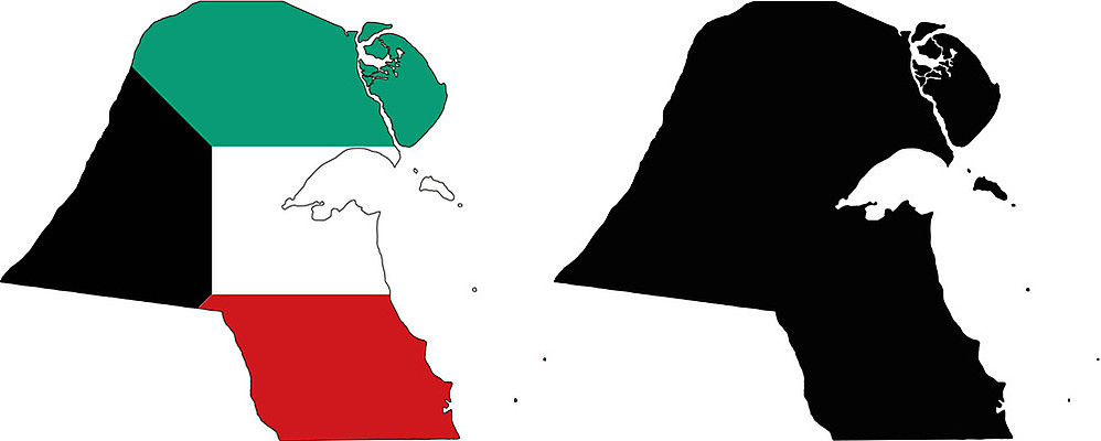 EPS 해외이미지 모양 아시아 여행 지도 일러스트 빨간색 초록색 숫자 검은색 흰색 깃발 그림 윤곽 고립 지리 쿠웨이트 해외202004 해외일러스트 문자 나라 컬러 중동 파일형식 벡터 이미지허브