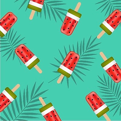 EPS 해외이미지 백그라운드 잎 패턴 일러스트 단면 아이스크림 수박 사람없음 빨간색 초록색 해외202004 해외일러스트 식물 컬러 무늬 과일 디저트 파일형식 벡터 이미지허브