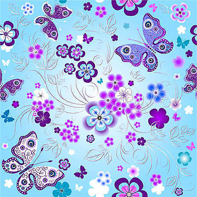 EPS 해외이미지 문양 줄기 나비 잎 꽃무늬 패턴 일러스트 사람없음 파란색 보라색 화려 해외일러스트 식물 꽃 컬러 곤충 컨셉 무늬 파일형식 벡터 이미지허브