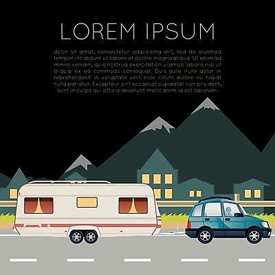 EPS 해외이미지 도로 일러스트 산 사람없음 캠핑 운전 카라반 해외202004 해외일러스트 길 교통시설 모션 레저 캠핑카 파일형식 벡터 이미지허브