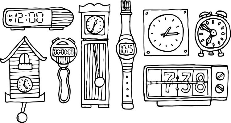 EPS 해외이미지 시계 일러스트 세트 자명종 시간 기다림 만화 손목시계 공포 타이머 해외202004 해외일러스트 장신구 모션 알람 파일형식 벡터 이미지허브