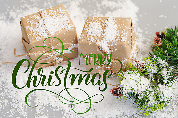 포토 JPG 해외이미지 크리스마스 사람없음 선물상자 축하 메시지 솔잎 레터링 해외202004 눈덮임 해외포토 기념일 컨셉 잎 선물 상자 파일형식 이미지허브