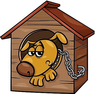 EPS 해외이미지 캐릭터 일러스트 주택 사람없음 반려동물 갈색 귀여움 개 쇠사슬 만화 목줄 해외일러스트 일러캐릭터 동물 컬러 컨셉 포유류 건물 파일형식 벡터 반려용품 이미지허브