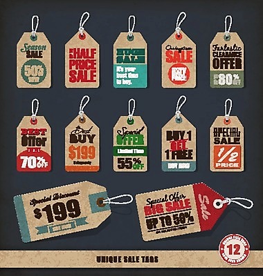 EPS 해외이미지 스티커 일러스트 사람없음 세트 갈색 꼬리표 라벨 세일 빈티지 해외202004 해외일러스트 컬러 컨셉 프레임 파일형식 벡터 이미지허브