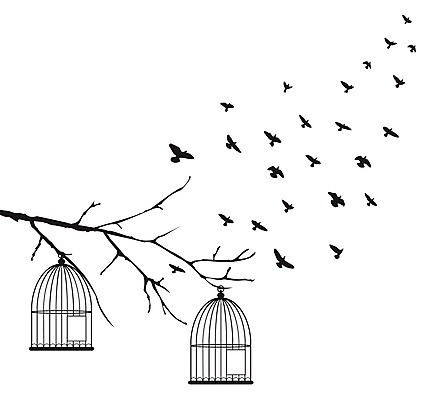 EPS 해외이미지 실루엣 일러스트 조류 매달리기 사람없음 나뭇가지 새장 새떼 해외일러스트 나무 동물 모션 촬영기법 케이지 파일형식 벡터 이미지허브