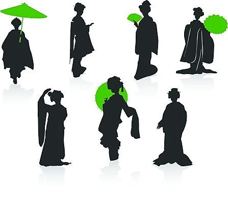 EPS 해외이미지 전통 드레스 옷 여자 실루엣 아시아 문화 포즈 이동 일러스트 미술 사람 동양인 인종 초록색 유행 일본 검은색 침묵 댄서 부채 화려 의식 우아함 그늘 기모노 실크 가발 장면 목 동쪽 게이샤 해외202004 해외일러스트 직업 나라 컬러 컨셉 문화예술 촬영기법 신체부위 소리 직물 일본전통의상 방향 파일형식 벡터 이미지허브