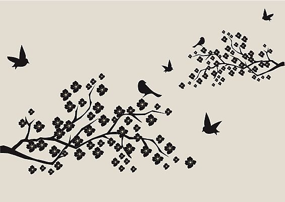 EPS 해외이미지 꽃 일러스트 조류 추상 사람없음 나뭇가지 해외202004 해외일러스트 나무 식물 동물 무늬 파일형식 벡터 이미지허브