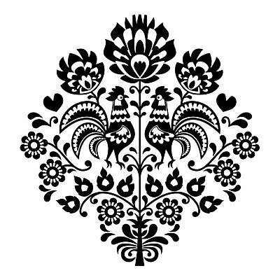 EPS 해외이미지 전통 꽃 패턴 일러스트 흑백 사람없음 화려 폴란드 해외202004 해외일러스트 식물 유럽 컨셉 무늬 촬영기법 파일형식 벡터 이미지허브