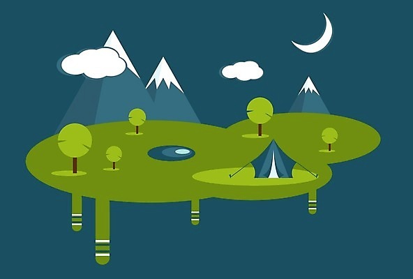EPS 해외이미지 구름 호수 일러스트 하늘 산 텐트 사람없음 여름 달 해외202004 해외일러스트 자연요소 계절 캠핑도구 파일형식 벡터이미지허브 