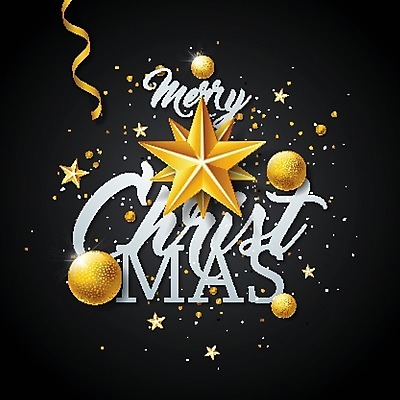 EPS 해외이미지 디자인 별 백그라운드 크리스마스 일러스트 타이포그라피 사람없음 검은색 금색 축하 레터링 해외202004 해외일러스트 자연요소 문자 기념일 컬러 컨셉 파일형식 벡터 이미지허브