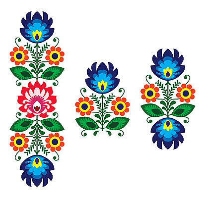 EPS 해외이미지 전통 꽃 패턴 일러스트 사람없음 컬러풀 화려 폴란드 해외202004 해외일러스트 식물 유럽 컬러 컨셉 무늬 파일형식 벡터 이미지허브