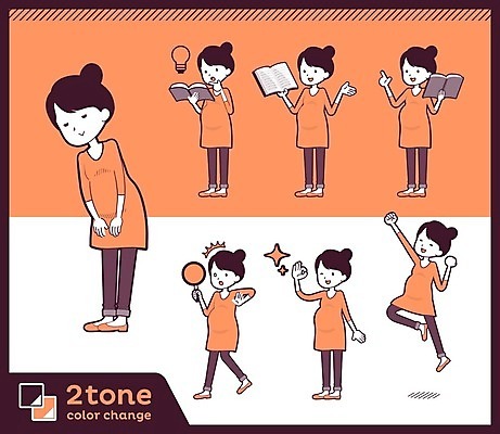 EPS 해외이미지 전신 여자 행복 생각 일러스트 아이디어 말하기 여러명 성인 책 독서 점프 주황색 놀람 임산부 인사 OK 발견 성인여자만 해외202004 해외일러스트 감정 컬러 다수 컨셉 모션 표정 사람 손짓 임신 예절 여자만 성인만 파일형식 벡터 이미지허브