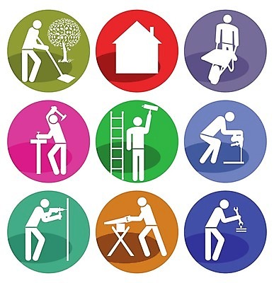 EPS 해외이미지 직업 일러스트 회사 비즈니스 직장 건물 픽토그램 페인트 과학기술 스패너 수리 제조 감독 망치 땅 목수 사인 그림 상업 건축업자 계약자 배관공 원예사 톱질 해외202004 해외일러스트 건축물 건축 모션 기술 공구 계약 파일형식 벡터 이미지허브