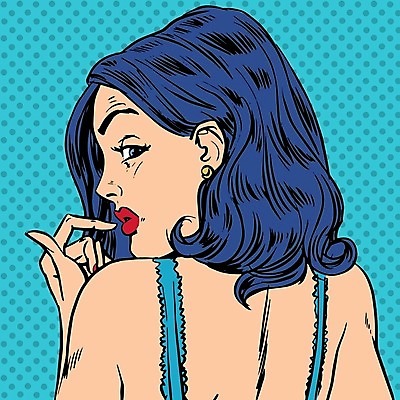 EPS 해외이미지 여자 일러스트 한명 손짓 상반신 성인 뒤돌아보기 복고 팝아트 카툰스타일 성인여자한명만 해외202004 해외일러스트 1 모션 사람 그림 여자한명만 성인여자만 파일형식 벡터 이미지허브