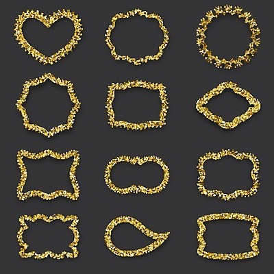 EPS 해외이미지 디자인 일러스트 프레임 사람없음 세트 금색 하트 해외202004 해외일러스트 모양 컬러 파일형식 벡터 이미지허브