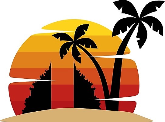 EPS 해외이미지 바다 섬 여행 일러스트 휴가 산 여름 일출 일몰 대문 발리 천국 해외202004 해외일러스트 계절 문 노을 인도네시아 파일형식 벡터 이미지허브