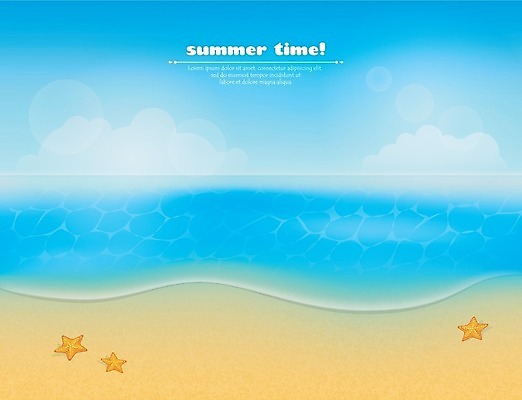 EPS 해외이미지 디자인 모래 바다 여행 백그라운드 컨셉 일러스트 하늘 불가사리 풍경 사람없음 물 여름 파란색 햇빛 태양 휴양지 해외202004 해외일러스트 자연요소 계절 컬러 극피동물 장소 파일형식 벡터 이미지허브