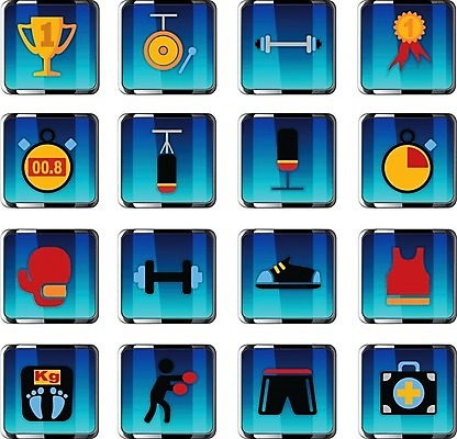 EPS 해외이미지 장갑 셔츠 일러스트 저울 컵 권투 아령 플랫 메달 심볼 손목시계 싸움 해외202004 해외일러스트 식기 잡화 시계 상의 장신구 모션 격투기 상_상패 파일형식 벡터 이미지허브