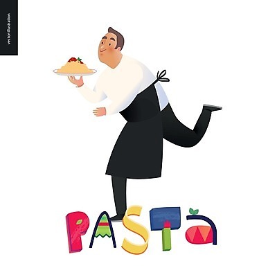 EPS 해외이미지 직업 캐릭터 남자 행복 음식 일러스트 호텔 노동자 서브 쟁반 파스타 스파게티 미소 사람 정장 요식업 식당 식사 저녁식사 카페 종업원 웨이터 직원 볼로냐 정중 레터링 해외202004 해외일러스트 일러캐릭터 옷 감정 산업 컨셉 숙소 서양음식 표정 상점 파일형식 벡터 이미지허브