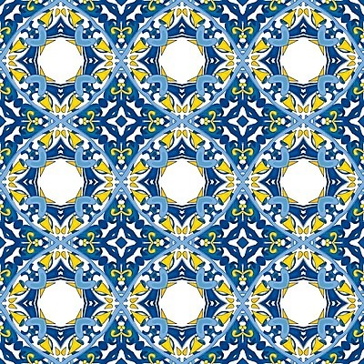 EPS 해외이미지 전통 디자인 패턴 오렌지 일러스트 벽지 추상 장식 파란색 노란색 흰색 포르투갈 타일 묘사 정사각형 모자이크 스페인어 아라베스크 엘리먼트 튀니지 해외202004 해외일러스트 도형 유럽 컬러 무늬 과일 아프리카 파일형식 벡터 이미지허브