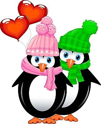 EPS 해외이미지 동물 캐릭터 커플 2 일러스트 조류 사랑 하트 인사 만화 펭귄 풍선 해외202004 해외일러스트 일러캐릭터 모양 감정 관계 예절 파일형식 벡터 이미지허브