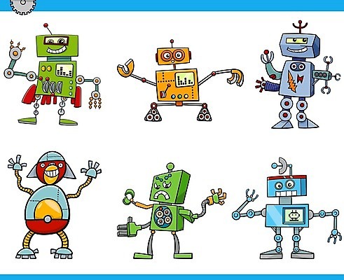 EPS 해외이미지 클립아트 캐릭터 과학 일러스트 동화 세트 장난감 금속 유머 만화 수집 로봇 그림 전자 공상 해외202004 AI_인공지능 해외일러스트 일러캐릭터 감정 재질 파일형식 벡터 이미지허브