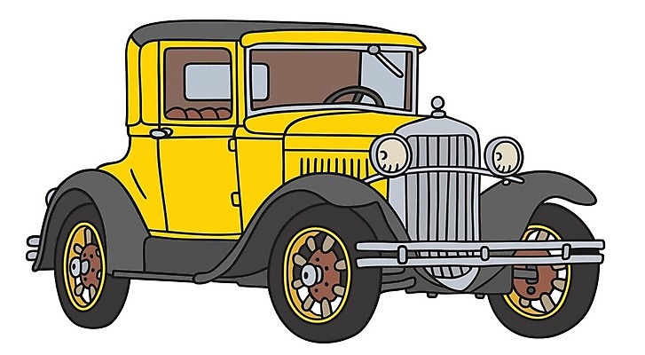 EPS 해외이미지 일러스트 자동차 사람없음 노란색 검은색 빈티지 클래식 복고 클래식카 해외202004 해외일러스트 육상교통 컬러 컨셉 승용차 파일형식 벡터 이미지허브