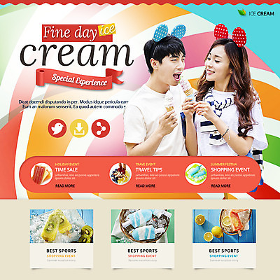 PSD 템플릿 커플 계절 여자 남자 웹템플릿 데이트 아이스크림 이벤트페이지 동양인 이벤트 성인 두명 여름 친구 한국인 성인만 이미지템플릿 관계 디저트 사람 인종 페이지 파일형식