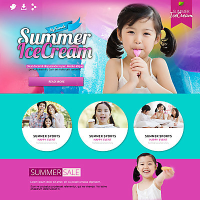 PSD 템플릿 계절 여자 어린이 웹템플릿 가족 아이스크림 이벤트페이지 동양인 이벤트 여러명 여름 한국인 여자만 어린이만 이미지템플릿 다수 관계 디저트 사람 인종 페이지 파일형식