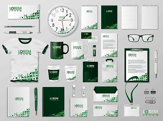 EPS 해외이미지 종이 안경 시계 티셔츠 명함 회색배경 사람없음 컵 쇼핑백 연필 펜 깃발 보고서 문서 사원증 서류집게 서류판 목업 브랜딩 해외202004 식기 잡화 백그라운드 셔츠 가방 비즈니스 학용품 집게 필기구 사무용품 회색 파일형식 벡터 이미지허브