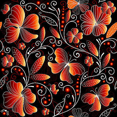 EPS 해외이미지 디자인 열매 꽃 나비 백그라운드 꽃무늬 패턴 오렌지 일러스트 벽지 추상 그래픽 장식 빨간색 노란색 검은색 수확 흰색 원형 그리기 균열 목각 강렬 건너기 해외202004 해외일러스트 도형 식물 컬러 곤충 무늬 농업 과일 모션 파일형식 벡터 이미지허브