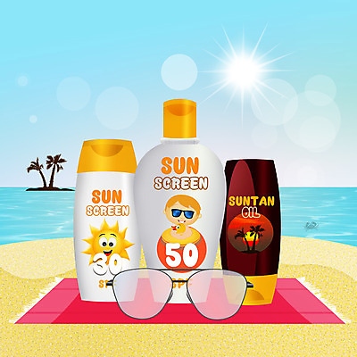 JPG 해외이미지 안경 모래 바다 일러스트 해변 사람없음 선글라스 태양 화장품 선크림 썬텐오일 해외202004 해외포토 포토 자연요소 잡화 뷰티 파일형식 이미지허브