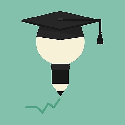 EPS 해외이미지 디자인 일러스트 학사모 졸업 아이디어 사람없음 연필 에듀케이션 전구모양 해외202004 해외일러스트 모양 모자_잡화 교육 컨셉 전구 학용품 필기구 파일형식 벡터 이미지허브