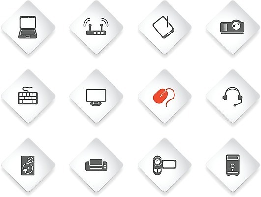 EPS 해외이미지 인터넷 일러스트 무선통신 노트북 컴퓨터 카메라 모니터 검은색 헤드폰 자료 소리 장비 흰색 키보드 심볼 심플 정보매체 해외202004 해외일러스트 컬러 음향기기 통신 전자제품 파일형식 벡터 이미지허브