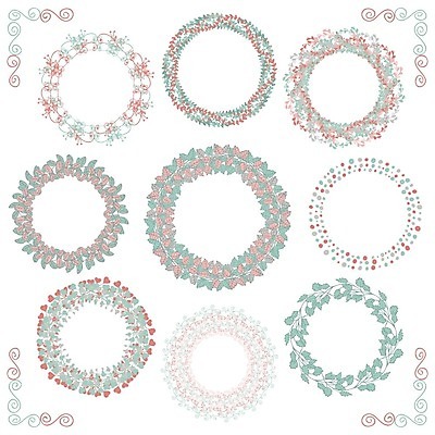 EPS 해외이미지 크리스마스 일러스트 사람없음 원형프레임 해외202004 해외일러스트 기념일 프레임 원형 파일형식 벡터 이미지허브