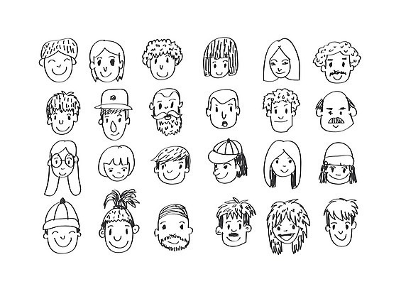 EPS 해외이미지 캐릭터 여자 남자 감정 얼굴 일러스트 표정 여러명 성인 세트 낙서 만화 코믹 이모티콘 성인만 해외202004 해외일러스트 일러캐릭터 다수 사람 신체부위 파일형식 벡터 이미지허브