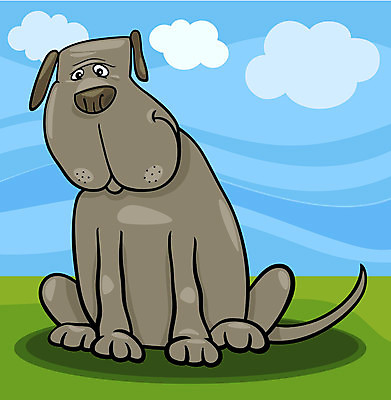 EPS 해외이미지 구름 일러스트 앉기 초원 사람없음 귀여움 강아지 만화 심플 해외202004 해외일러스트 자연요소 컨셉 모션 반려동물 개 파일형식 벡터 이미지허브