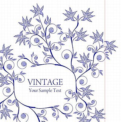 EPS 해외이미지 꽃 백그라운드 잎 라인일러스트 일러스트 프레임 타이포그라피 사람없음 파란색 빈티지 모눈종이 잎줄기 해외202004 해외일러스트 식물 문자 종이 줄기 컬러 컨셉 파일형식 벡터 이미지허브