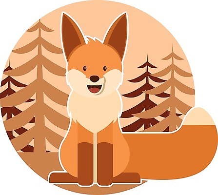 EPS 해외이미지 나무 동물 한마리 일러스트 사람없음 주황색 여우 해외202004 해외일러스트 식물 1 컬러 포유류 파일형식 벡터 이미지허브
