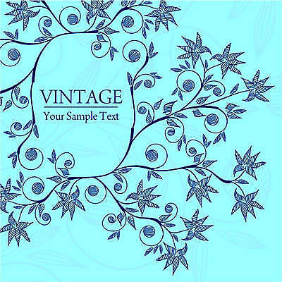 EPS 해외이미지 꽃 하늘색 백그라운드 잎 라인일러스트 일러스트 프레임 타이포그라피 사람없음 빈티지 잎줄기 해외202004 해외일러스트 식물 문자 줄기 컨셉 파란색 파일형식 벡터 이미지허브