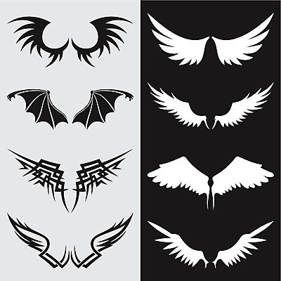 EPS 해외이미지 클립아트 날개 일러스트 검은색 흰색 심볼 깃털 부족 대칭 해외202004 해외일러스트 컬러 컨셉 파일형식 벡터 이미지허브