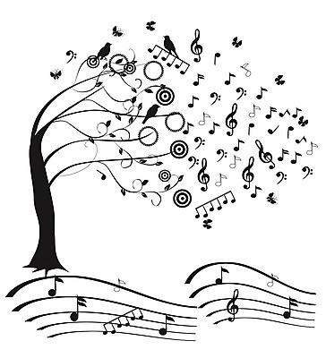 EPS 해외이미지 나무 음표 일러스트 추상 사람없음 해외202004 해외일러스트 식물 기호 음악 무늬 파일형식 벡터 이미지허브
