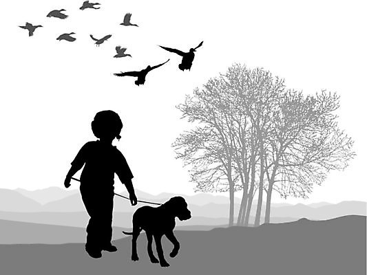 EPS 해외이미지 나무 실루엣 어린이 일러스트 모션 자연 산 건강 소년 산책 개 강아지 거위 철새 오르막 해외202004 해외일러스트 식물 남자 포유류 조류 휴식 촬영기법 사람 반려동물 생태계 파일형식 벡터 이미지허브