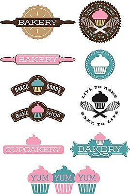 EPS 해외이미지 디자인 음식 분홍색 일러스트 디저트 그래픽 물 갈색 상점 얼음 빵집 기구 달콤 컵케이크 굽기 배지 밀대 해외202004 해외일러스트 자연요소 컬러 주방용품 케이크 맛 구이 파일형식 벡터 이미지허브