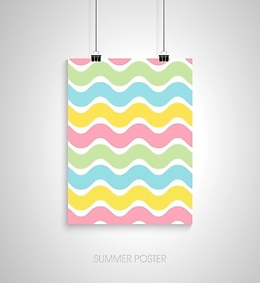 EPS 해외이미지 디자인 포스터 분홍색 일러스트 매달리기 사람없음 물결무늬 서류집게 해외202004 해외일러스트 물결 컬러 무늬 모션 집게 파일형식 벡터 이미지허브