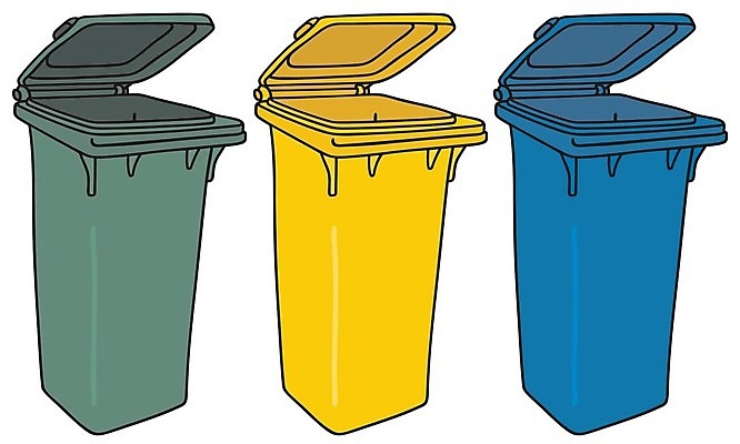 EPS 해외이미지 종이 일러스트 유리 초록색 파란색 노란색 금속 재활용 쓰레기통 캔 쓰레기 폐기물 컨테이너 플라스틱 만화 거절 낭비 생태학 해외202004 해외일러스트 교육 산업 컬러 컨셉 재질 친환경 파일형식 벡터 이미지허브