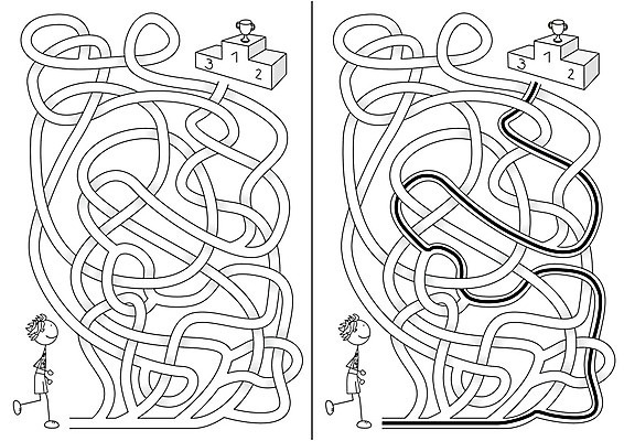 EPS 해외이미지 교육 길 어린이 스포츠 일러스트 게임 우승 퍼즐 만화 그림 미로 해결 구성 달리기선수 쉬운 해외202004 해외일러스트 놀이 사람 최고 육상선수 파일형식 벡터 이미지허브