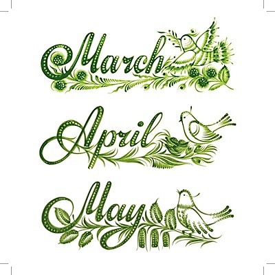 EPS 해외이미지 디자인 꽃 백그라운드 잎 일러스트 조류 수채화 미술 사람없음 단어 세트 봄 4월 5월 손그림 해외202004 해외일러스트 식물 동물 문자 계절 문화예술 날짜 파일형식 벡터 이미지허브