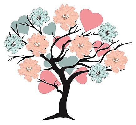 EPS 해외이미지 나무 꽃 일러스트 추상 사람없음 하트 해외202004 해외일러스트 모양 식물 무늬 파일형식 벡터 이미지허브
