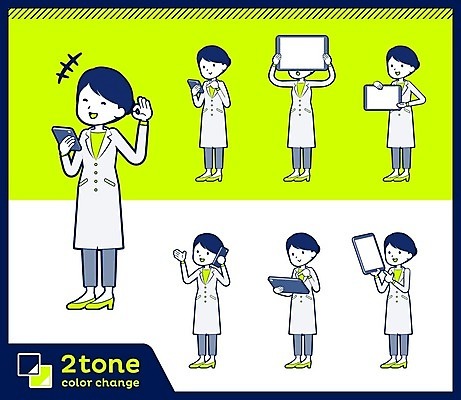 EPS 해외이미지 전신 여자 일러스트 아이디어 서기 들기 여러명 성인 스마트폰 세트 태블릿 노란색 의사 통화 보여주기 성인여자만 해외202004 해외일러스트 컬러 다수 컨셉 모션 사람 전자제품 핸드폰 스마트기기 의료진 여자만 성인만 파일형식 벡터 이미지허브